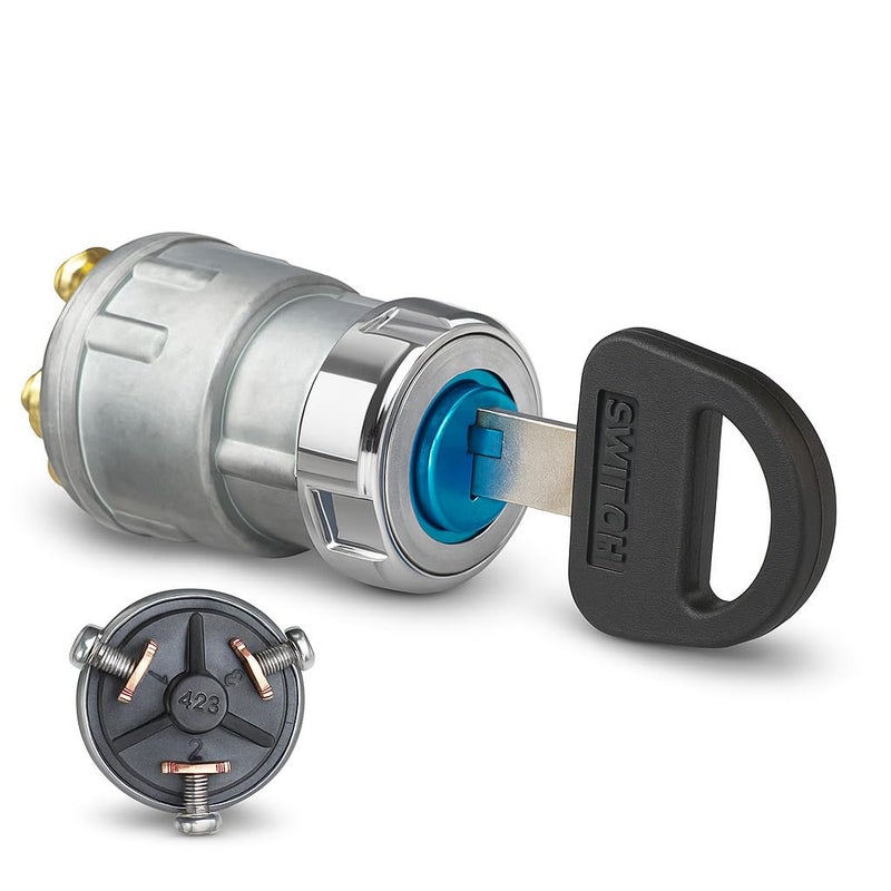 MGI SpeedWare 3-Wire Universal Ignition Key Switch for Cars, Buggies, Mowers and Go Karts, Off/On/(Start) - Image 1